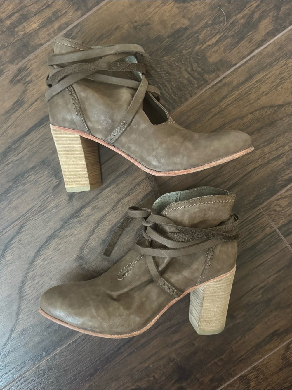 Free People Wrap Around Heeled Bootie Taupe, Size 37